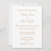 Elegant White Golden Beige Wedding Invitation Kaart (Voorkant)