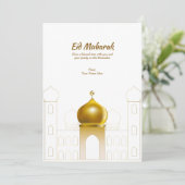 Elegant White | Goud Dome Islamitisch Wenskaart Kaart (Staand voorkant)