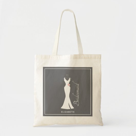 Elegant White Gown on Grey - Bridesmaid Tote Bag (Voorkant)