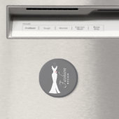 Elegant White Gown on Grey - Design voor Mode Magneet (Insitu (Vaatwasser))