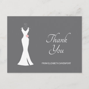 Elegant White Gown on Grey - Stijlvol Briefkaart