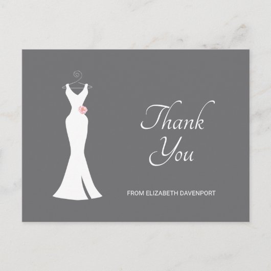 Elegant White Gown on Grey - Stijlvol Briefkaart (Voorkant)