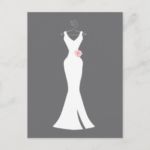 Elegant White Gown on Grey - Stijlvol Eenvoudig de Briefkaart
