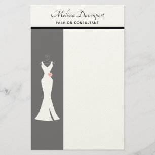 Elegant White Gown on Grey - Stijlvol Eenvoudig de Briefpapier