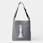 Elegant White Gown on Grey - Stijlvol Eenvoudig de Crossbody Tas (Achterkant)
