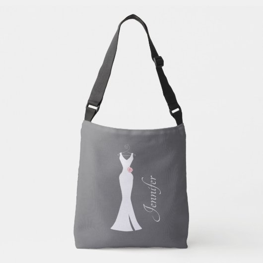 Elegant White Gown on Grey - Stijlvol Eenvoudig de Crossbody Tas (Voorkant)