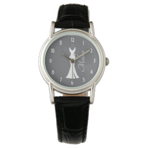 Elegant White Gown on Grey - Stijlvol Eenvoudig de Horloge