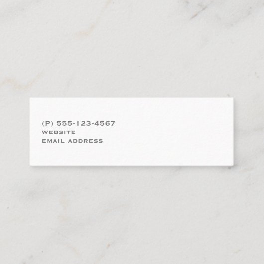 Elegant White Gown on Grey - Stijlvol Eenvoudig de Mini Visitekaartje (Achterkant)