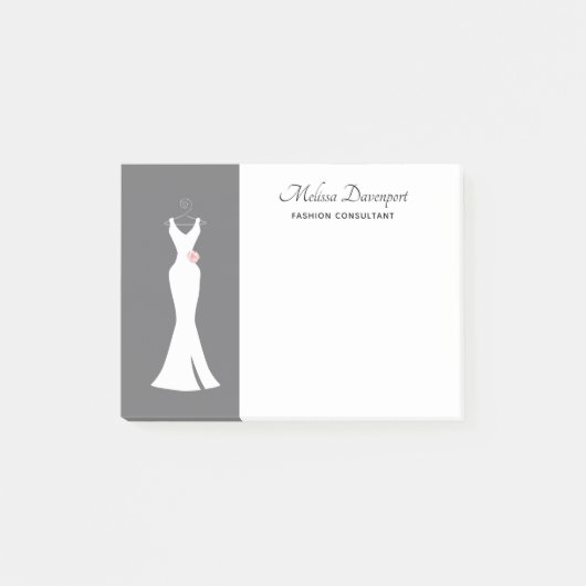 Elegant White Gown on Grey - Stijlvol Eenvoudig de Post-it® Notes (Voorkant)