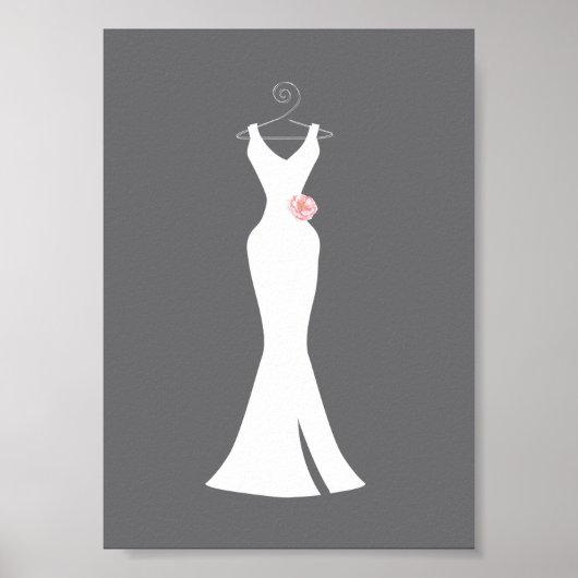Elegant White Gown on Grey - Stijlvol Eenvoudig de Poster (Voorkant)