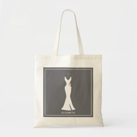 Elegant White Gown on Grey - Stijlvol Eenvoudig de Tote Bag (Voorkant)
