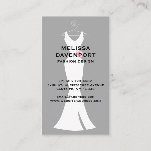 Elegant White Gown on Grey - Stijlvol Eenvoudig de Visitekaartje (Achterkant)