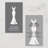 Elegant White Gown on Grey - Stijlvol Eenvoudig de Visitekaartje (Voorkant / Achterkant)