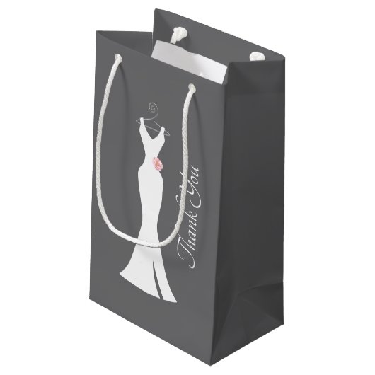 Elegant White Gown on Grey - Stijlvol Klein Cadeauzakje (Achterkant Gekanteld)