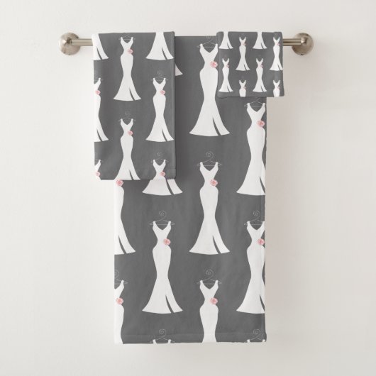 Elegant White Gown on Grey - Stijlvol patroon Bad Handdoek (Insitu)