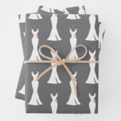Elegant White Gown on Grey - Stijlvol patroon Inpakpapier Vel (In situ)