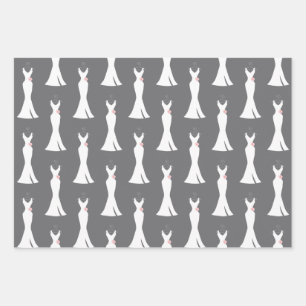 Elegant White Gown on Grey - Stijlvol patroon Inpakpapier Vel