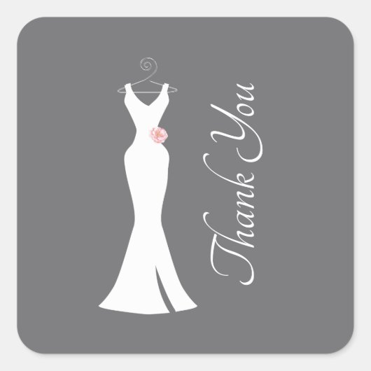 Elegant White Gown on Grey - Stijlvol Vierkante Sticker (Voorkant)
