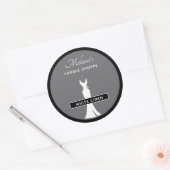 Elegant White Gown on Grey - Stylish Candle Ronde Sticker (Envelop)