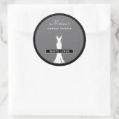 Elegant White Gown on Grey - Stylish Candle Ronde Sticker (Tas)