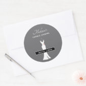 Elegant White Gown on Grey - Stylish Candle Scent Ronde Sticker (Envelop)