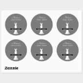 Elegant White Gown on Grey - Stylish Candle Scent Ronde Sticker (Vel)