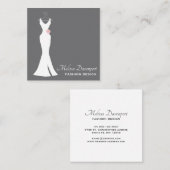 Elegant White Gown on Grey - Stylish Minimalist Vierkante Visitekaartje (Voorkant / Achterkant)
