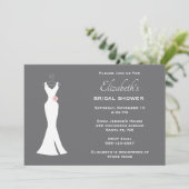 Elegant White Gown on Grey Stylish Simple Bridal Kaart (Staand voorkant)