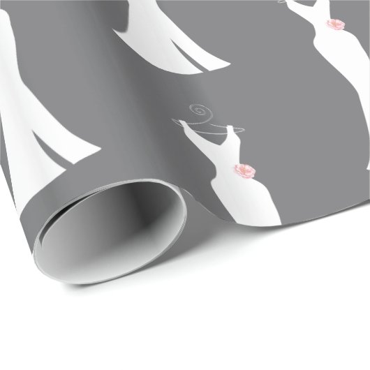 Elegant White Gown on Grey - Stylish Simple Desiin Cadeaupapier (Rol Hoek)