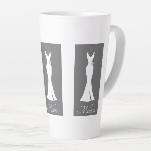 Elegant White Gown on Grey - Stylish Simple Desiin Latte Mok (Rechterhoek)