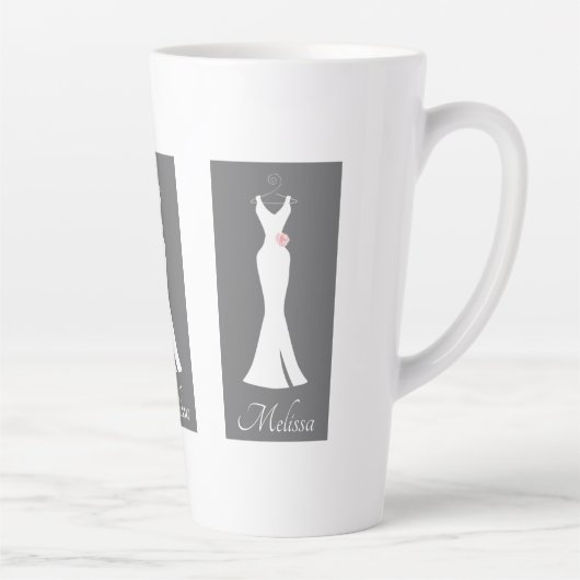 Elegant White Gown on Grey - Stylish Simple Desiin Latte Mok (Rechts)