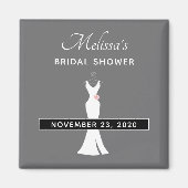 Elegant White Gown on Grey - Stylish Vrijgezellenf Magneet (Voorkant)