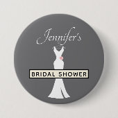 Elegant White Gown on Grey - Stylish Vrijgezellenf Ronde Button 7,6 Cm (Voorkant)