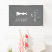 Elegant White Gown on Grey - Stylish Vrijgezellenf Spandoek (Insitu)