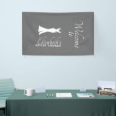 Elegant White Gown on Grey - Stylish Vrijgezellenf Spandoek (Beurs)