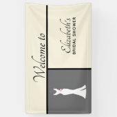 Elegant White Gown on Grey - Stylish Vrijgezellenf Spandoek (Verticaal)