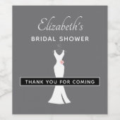 Elegant White Gown on Grey - Stylish Vrijgezellenf Wijn Etiket (Enkel label)