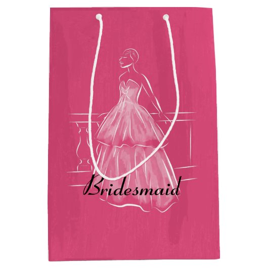 Elegant White Gown Vrijgezellenfeest Gift Bag Medium Cadeauzakje (Voorkant)