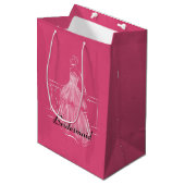 Elegant White Gown Vrijgezellenfeest Gift Bag Medium Cadeauzakje (Voorkant Gekanteld)