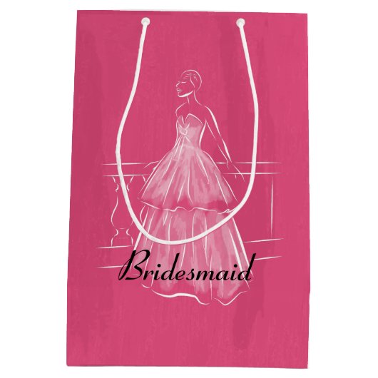 Elegant White Gown Vrijgezellenfeest Gift Bag Medium Cadeauzakje (Achterkant)