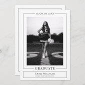 Elegant White Graduate Announcement Kaart (Voorkant / Achterkant)