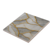 Elegant White & Gray Marble with Gold Veins Luxury Tegeltje (Zijkant)