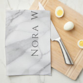 Elegant White Gray Personalized Marble Texture  Theedoek (Quarter Fold)