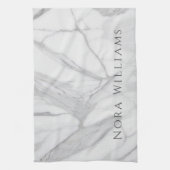 Elegant White Gray Personalized Marble Texture  Theedoek (Verticaal)