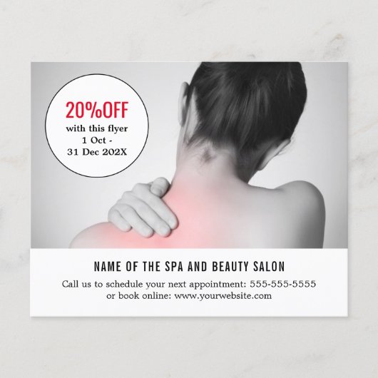 Elegant White Gray Photo Massage Therapist Flyer (Voorkant)
