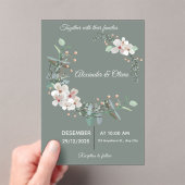 Elegant White & Green Acrylic Wedding Invitation Acryl Uitnodigingen (Insitu (Draagbaar))