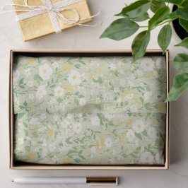 Elegant White & Green Botanical Floral Tissuepapier