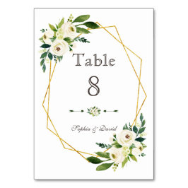 Elegant White Green Floral Gold Lijst Table Number Kaart