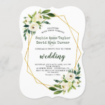 Elegant White Green Floral Gold Lijst Wedding