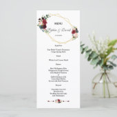 Elegant White Green Floral Gold Lijst Wedding Menu (Staand voorkant)